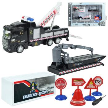 City Truck: Átalakítható lendkerekes mentőcsapat teherautó jelzőtáblákkal 19cm kép