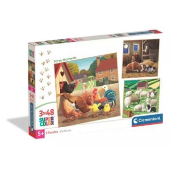 Clementoni: Állarok a farmon puzzle - 3 x 48 db-os