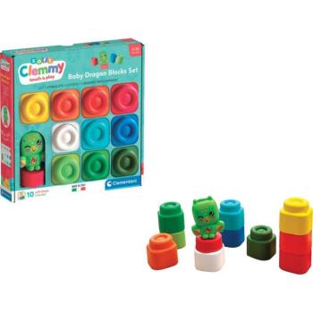 Clemmy: Színes puha építőkocka sárkány figurával 10db-os szett - Clementoni kép
