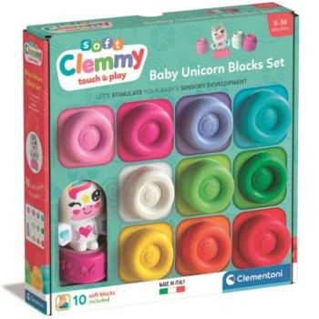Clemmy: Színes puha építőkocka unikornis figurával 10db-os szett - Clementoni kép