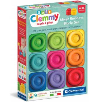 Clemmy: Szivárvány színei puha 9db-os építőkocka szett - Clementoni kép