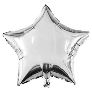 Csillag alakú fólia lufi – ezüst 46cm kép