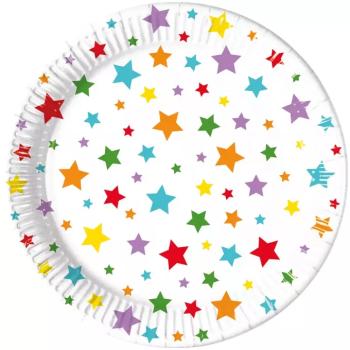 Csillagos 8db-os papírtányér szett 23cm-es kép