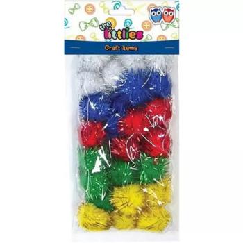 Csillámos színes pompon szett 15mm 30db kép