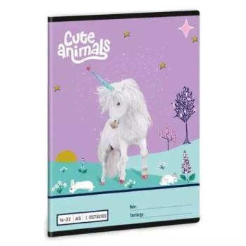 Cute Animals: Unikornis mintás vonalas füzet - 2. osztályos, A5 kép