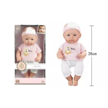 Cute Babies: Játékbaba fehér nadrágban - 28 cm kép