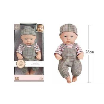 Cute Babies: Játékbaba kockás nadrágban - fiú, 28 cm