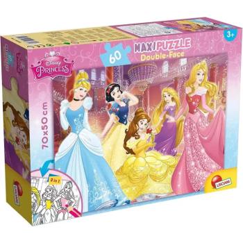 Disney Hercegnők 2 az 1-ben 60db-os maxi puzzle és színező 70x50cm - Lisciani kép