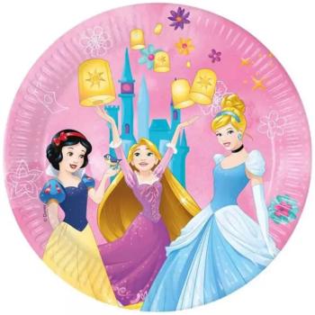 Disney Hercegnők rózsaszín papírtánér 8db-os szett 23cm