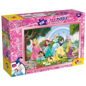 Disney Hercegnők szivárvány 2 az 1-ben 108db-os puzzle és színező 70x50cm - Lisciani kép