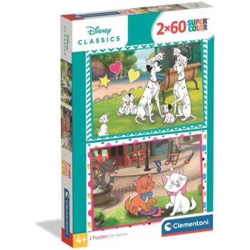 Disney Klasszisok 101 kiskutya és Macskarisztokraták 2x60db-os Supercolor puzzle - Clementoni kép