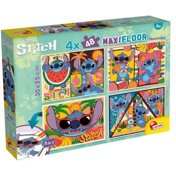 Disney Stitch 2 az 1-ben maxi 4x48db-os puzzle és színező 35x25cm - Lisciani kép