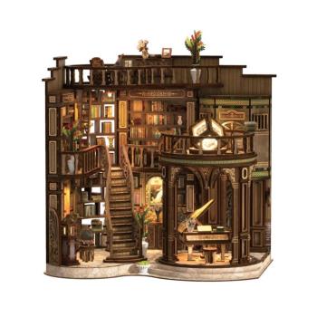 DIY Book Nook készlet felnőtteknek | Fenséges Erkély | Miniatűr ház makett LED-del | 888 darab | Könyvespolc dioráma | 23 x 23 x 17 cm | Lubiwood kép