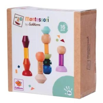 Eichhorn: Fa Montessori Toronyépítő Formák – Kreatív egyensúlyozó játék - Simba Toys kép