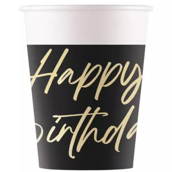 Elegáns szülinapi „Happy Birthday” feliratú papírpohár 8db-os szett 200ml kép