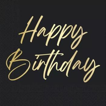 Elegáns szülinapi ;Happy Birthday; feliratú papírszalvéta – 2 rétegű, 33x33 cm, 20 db kép