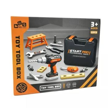 Elektromos játék fúrókészlet tárolódobozzal - 22 db-os kép
