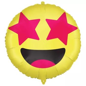 Emoji fólia lufi – Csillagos szemű mosolygós arc 46cm
