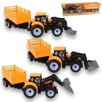 Engineering Truck: Kotró traktor munkagép kéttengelyes utánfutóval 45cm kép