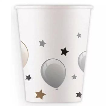 Ezüst színű 8 db-os papírpohár szett 200ml