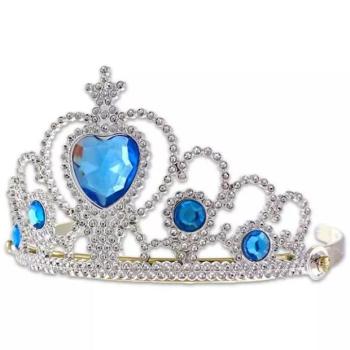 Ezüst tiara kék kövekkel