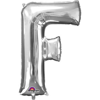 F betű mini fólia lufi 33 cm - ezüst kép