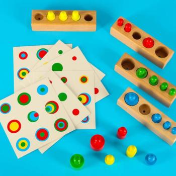 Fa henger súlyok játék kirakós montessori színes kép