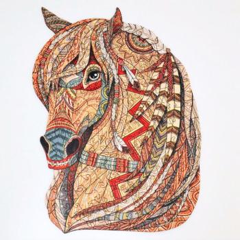 Fa kirakó felnőtteknek | Fenséges Ló | 156 darab | Közepes | Lézervágott fa | Állat alakú darabok | 29 x 21 cm | Lubiwood kép
