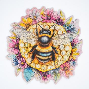 Fa kirakó felnőtteknek | Szorgalmas Méhecske | 165 darab | Közepes | Állat alakú darabok | Lézervágott fa | 29 x 21 cm | Lubiwood kép