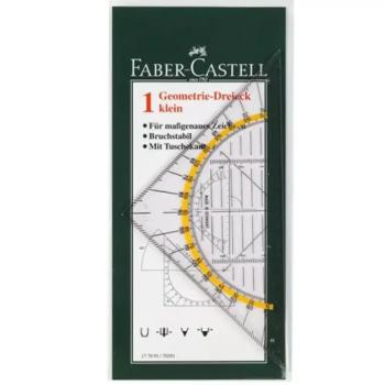 Faber-Castell: Háromszög alakú derékszög vonalzó benne szögmérővel kép