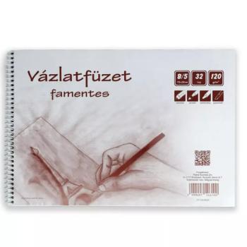 Famentes spirálos vázlatfüzet B/5 32 lapos, 120g kép