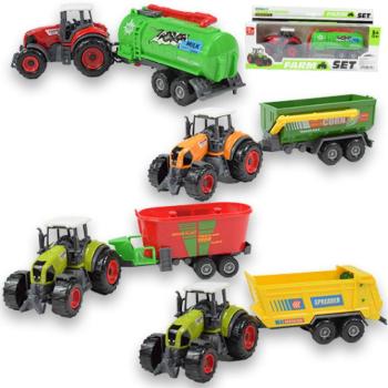 Farm Set: Mezőgazdasági traktor utánfutóval négyféle változatban 22cm kép