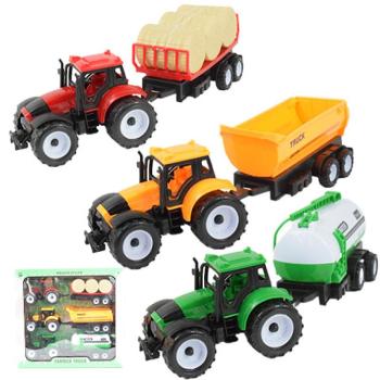 Farmer Truck: Három részes farmer traktor szett utánfutóval 28cm kép