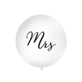 Fehér gömb latex Jumbo lufi 1m - fekete MRS kép