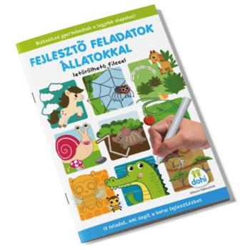 Fejlesztő feladatok állatokkal foglalkoztató füzet letörölhető filccel kép