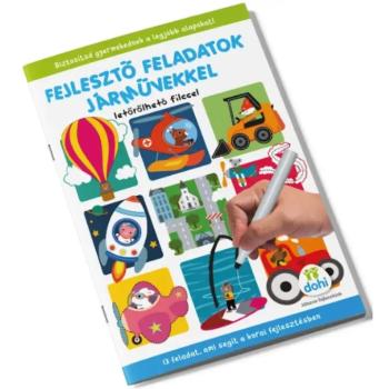Fejlesztő feladatok járművekkel foglalkoztató füzet letörölhető filccel kép