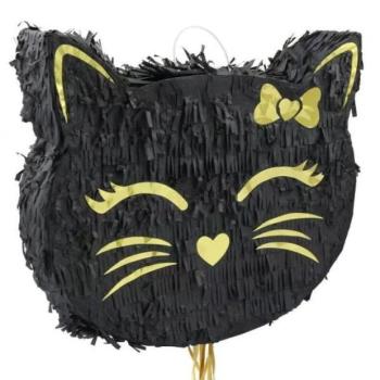 Fekete cicafej alakú pinata - 35 cm kép