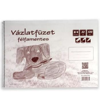 Félfamentes spirálos vázlatfüzet B/4 32 lapos, 120g kép