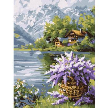 Festés számok szerint - Levendula kosár art_selena_ua 30 x 40 cm kép