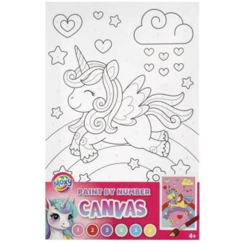 Festés számok szerint Unikornis a szivárványon vászonkép 30x19 cm kép