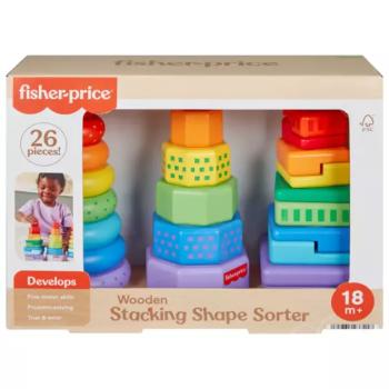 Fisher-Price Színes formaválogató és toronyépítő piramis játékszett - Mattel kép