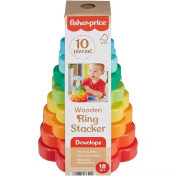 Fisher-Price: Wood Fa Gyűrűpiramis fejlesztő játék - Mattel kép