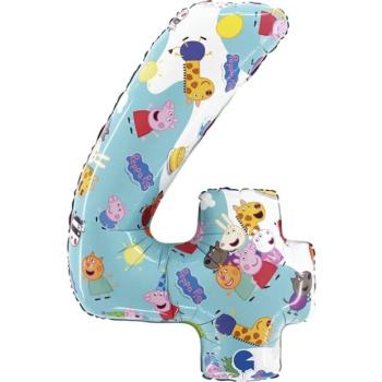 Fólia lufi 4-es születésnapi szám - Peppa Malac 66 cm kép