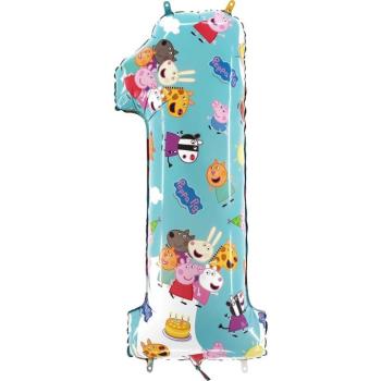 Fólia lufi születésnapi szám 1 - Peppa Malac 66 cm kép