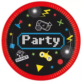 Gamer party mintás papírtányér 8db-os szett 20cm kép