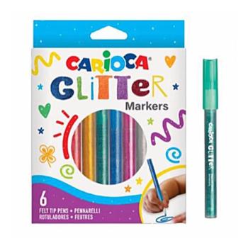 Glitteres filctoll 6 db-os szett - Carioca kép