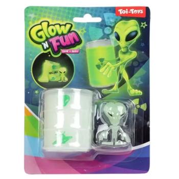 Glow'N Fun Slime Alien: Fluoreszkáló slime trutyi olajos hordóban űrlény figurával kép