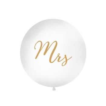 Gömb alakú latex lufi fehér - arany MRS 1 m kép
