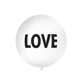 Gömb latex Jumbo lufi 1m - fehér LOVE kép