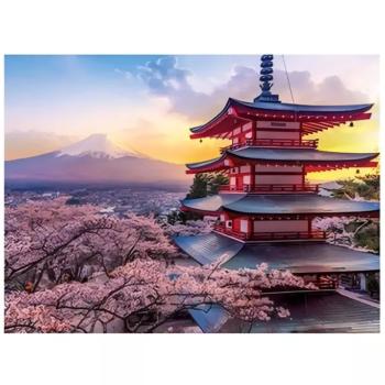 Gyémántszemes kirakó: Japán pagoda gyémántfestő szett 30x40cm kép